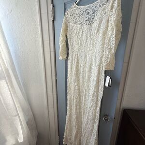 PromGirl Ivory Lace Long Sleeve Dress